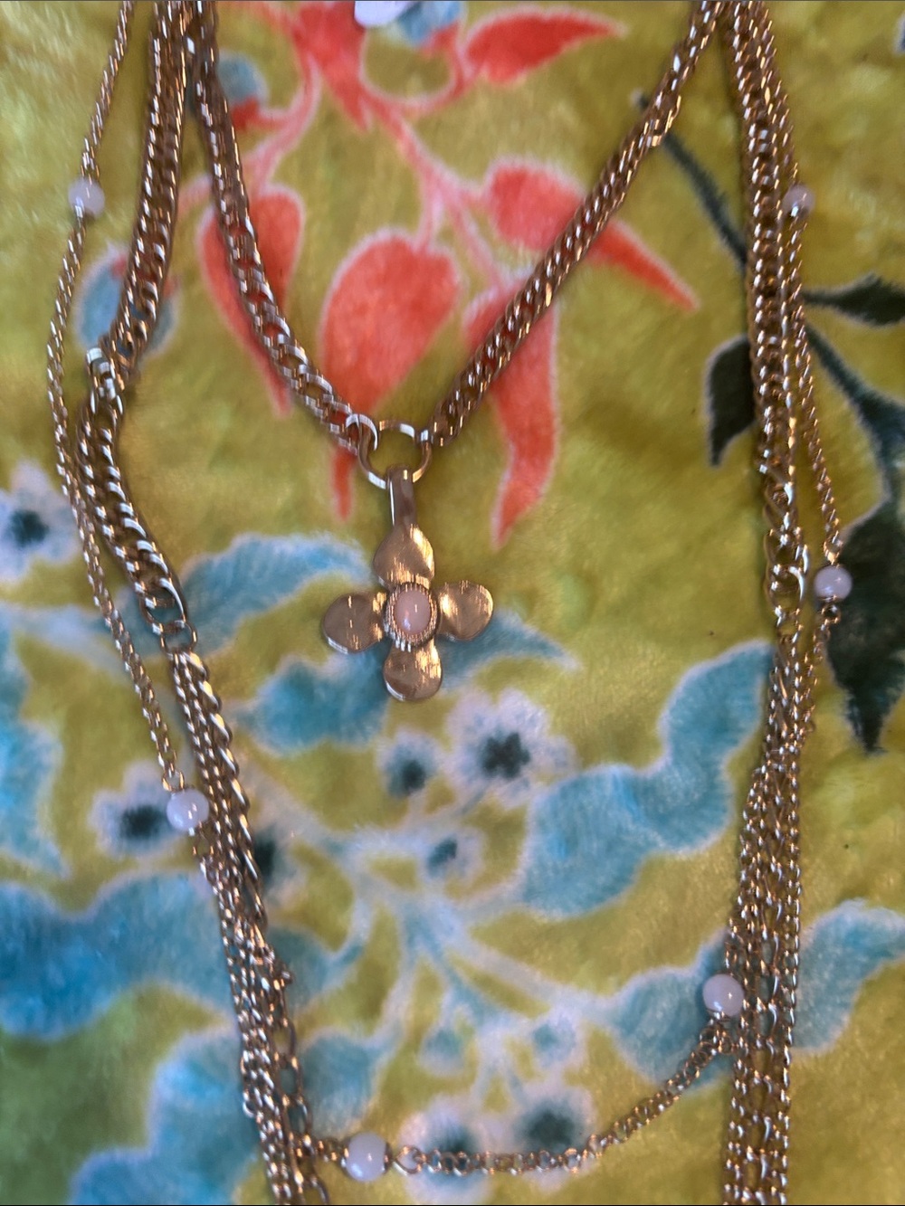 Free People Gold-Tone Layered Necklace with Pink Accents